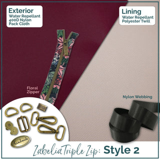 Zabelia Triple Zip Bag - Complete Bag Making Kit - Emmaline Bags Inc.