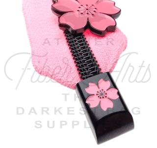 Zipper End or Cord End: Black & Pink Cherry Blossom - Emmaline Bags Inc. - Bag Hardware