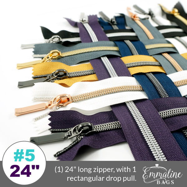 Emmaline Zipper Tape 3 Yards Black and Gunmetal Teeth Size #5 – Mashe  Modern Fabric and Quilting
