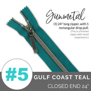 Gulf Coast Teal | Emmaline 24" Nylon Coil Zipper | *SIZE#5* with Rectangle Pull