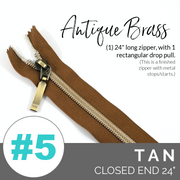 Tan | Emmaline 24" Nylon Coil Zipper | *SIZE#5* with Rectangle Pull
