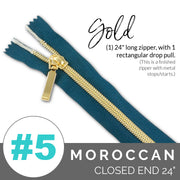Moroccan Blue | Emmaline 24" Nylon Coil Zipper | *SIZE#5* with Rectangle Pull