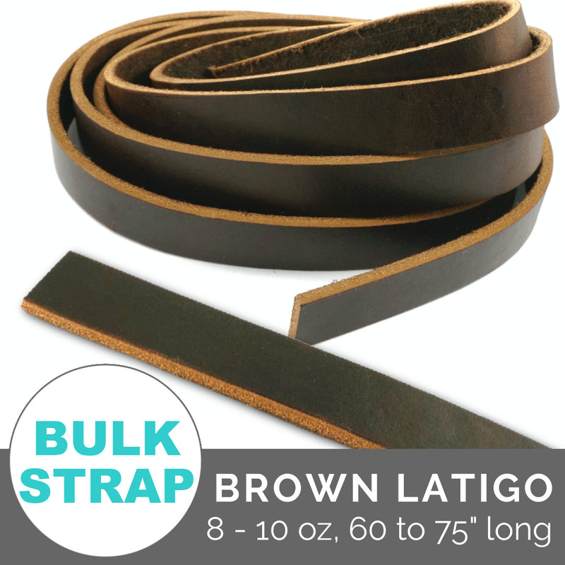 Leather Bag Strap/Belt: Brown Latigo (8-10 oz,  60 to 75" Long) - 1 Strap