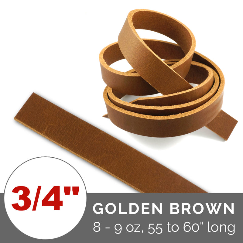 Leather Bag Strap/Belt: Golden Brown (8-9 oz,  55 to 60" Long) - 1 Strap