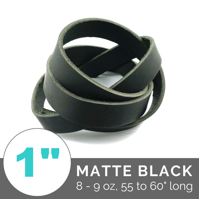 Leather Bag Strap/Belt: Matte Black (8-9 oz,  55 to 60" Long) - 1 Strap