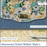 Necessary Clutch Wallet - COMPLETE KIT, Including Pattern, Lock & Fabric.