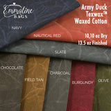 Army Duck Waxed Canvas - 13.5 oz/square yard - TexWax™ Finish - Emmaline Bags Inc.