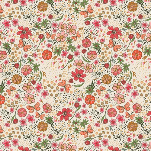 BEIGE - Floral Abundance Shade // The Flower Fields for Art Gallery Fabrics - (1/4 yard) - Emmaline Bags Inc.