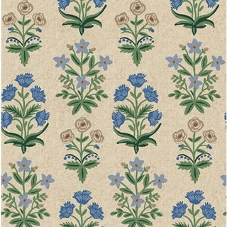 Blue Mughal Rose Canvas // Rifle Paper Co. for Cotton + Steel (1/4 yard) - Emmaline Bags Inc.