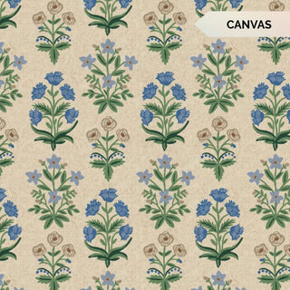 Blue Mughal Rose Canvas // Rifle Paper Co. for Cotton + Steel (1/4 yard) - Emmaline Bags Inc.