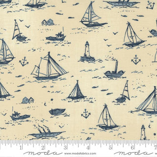Boats in Pearl // To The Sea for Moda (1/4 yard) - Emmaline Bags Inc.