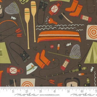 Camping Gear in Bark • The Great Outdoors by Stacy Iest Hsu for Moda (1/4 yard) - Emmaline Bags Inc.
