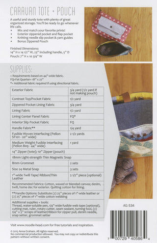 Caravan Tote & Pouch by Noodlehead (Printed Paper Pattern) - Emmaline Bags Inc.