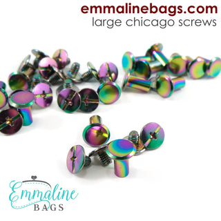 CHICAGO SCREWS : LARGE Size (3/8" or 10 mm) in IRIDESCENT RAINBOW (20 Pack) - Emmaline Bags Inc.