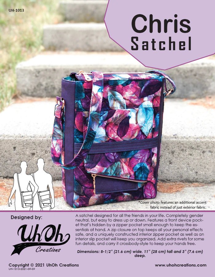 Chris Satchel Pattern by UhOh Creations (Printed Paper Pattern) - Emmaline Bags Inc.