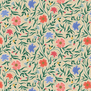 Cream Aster (Metallic) // by Rifle Paper Co. for Cotton + Steel (1/4 yard) - Emmaline Bags Inc.
