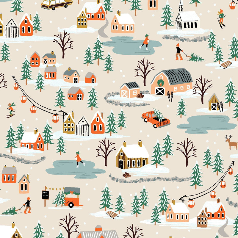 Cream Holiday Village // Holiday Classics II - Rifle Paper Co. for Cotton + Steel (1/4 yard) - Emmaline Bags Inc.