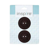 Dark Brown 2 hole buttons - 34 mm (1 3/8″) // (2 per card) - Emmaline Bags Inc.