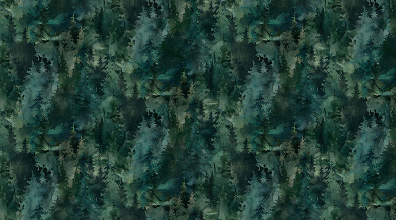 Deep Pine Forest • Northern Peaks by Northcott Studio (1/4 yard) - Emmaline Bags Inc.