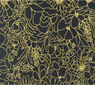 Doodle Garden Florals on Black (Metallic) // Gilded by Alli K Design for Moda (1/4 yard) - Emmaline Bags Inc.