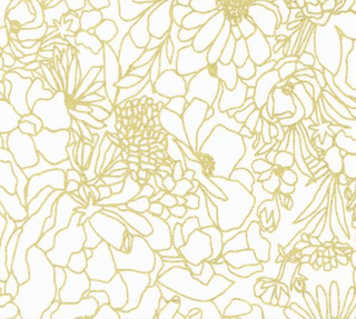 Doodle Garden Florals on White (Metallic) // Gilded by Alli K Design for Moda (1/4 yard) - Emmaline Bags Inc.