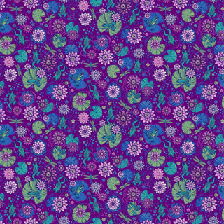 Dragonflies & Frogs in MAGENTA // Water's Edge for Northcott (1/4 yard) - Emmaline Bags Inc.