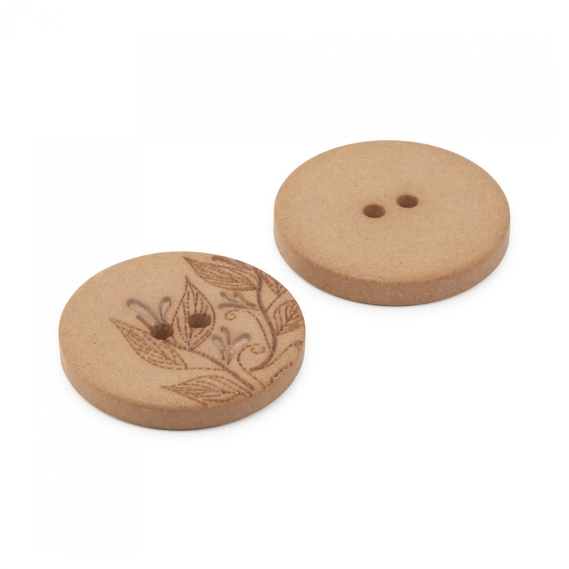 Floral Hemp Laser Buttons - 2 Hole // 23 mm (2 per card) - Emmaline Bags Inc.