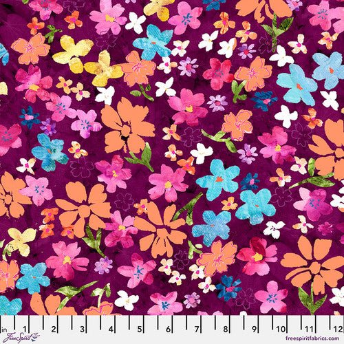 Floral - Multi // Nature's Contours by Free Spirit Fabrics (1/4 yard) - Emmaline Bags Inc.