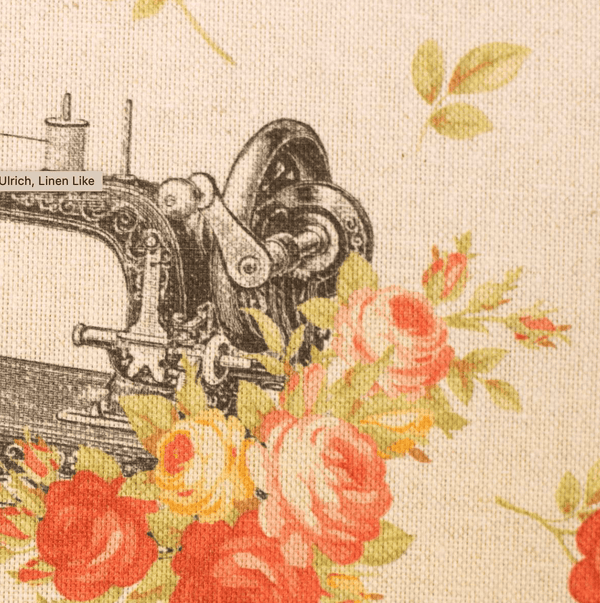 Floral Vintage Machines (Linen Like) • (1/4 yard) - Emmaline Bags Inc.