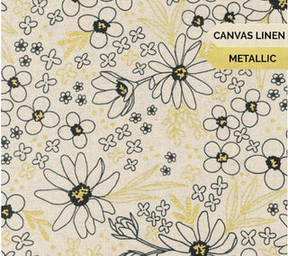 Flower Arrangement Mochi Linen Florals Paper Gold (Metallic) • Gilded by Alli K Design for Moda (1/4 yard) - Emmaline Bags Inc.