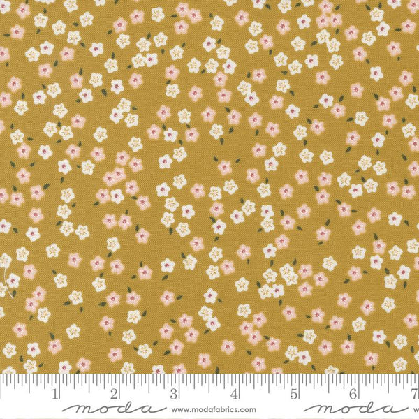 Forget Me Not Ditsy in Honey // Evermore by Sweetfire Road for Moda - (1/4 yard) - Emmaline Bags Inc.
