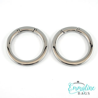Gate Rings (Screw Together): 1 1/2" (38 mm) in Nickel Finish (2 Pack) - Emmaline Bags Inc.