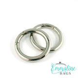 Gate Rings (Screw Together): 1 1/4" (32 mm) in Nickel Finish (2 Pack) - Emmaline Bags Inc.