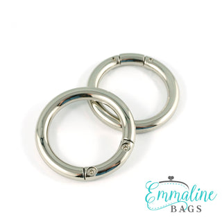 Gate Rings (Screw Together): 1 1/4" (32 mm) in Nickel Finish (2 Pack) - Emmaline Bags Inc.