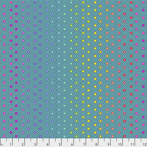 Hexy Rainbow - Peacock // True Colors by Tula for FreeSpirit - (1/4 yard) - Emmaline Bags Inc.
