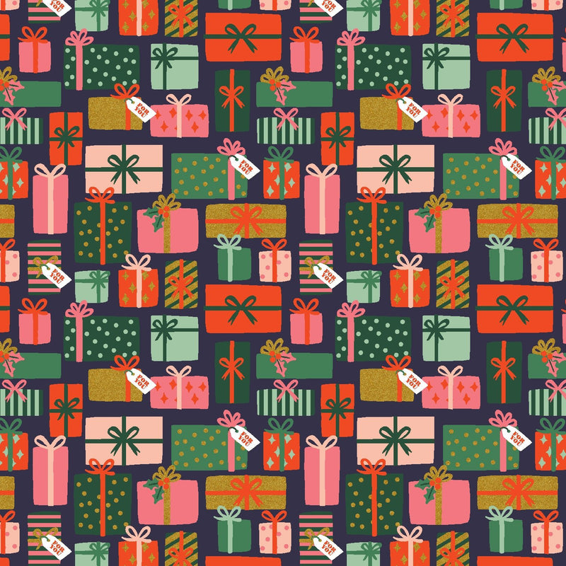 Holiday Gifts (Metallic) // Holiday Classics II - Rifle Paper Co. for Cotton + Steel (1/4 yard) - Emmaline Bags Inc.