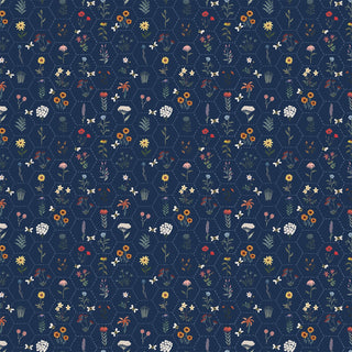 Honeycomb Floral - NAVY // Eden by Boccaccini Meadows for FIGO(1/4 yard) - Emmaline Bags Inc.