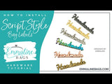 Metal Bag Label: Script Style "handmade"