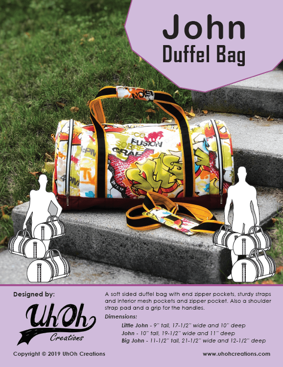 John Duffle Bag (3 sizes) by UhOh Creations (Printed Paper Pattern)