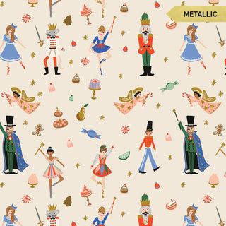 Land of Sweets (Metallic) // Holiday Classics - Rifle Paper Co. for Cotton + Steel (1/4 yard) - Emmaline Bags Inc.