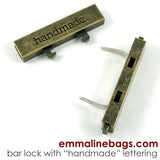 Large Bar Lock with "handmade" Lettering - Emmaline Bags Inc.