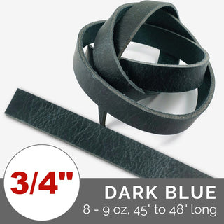 Leather Bag Strap/Belt: Dark Blue (8-9 oz, 55 to 60" Long) - 1 Strap - Emmaline Bags Inc.