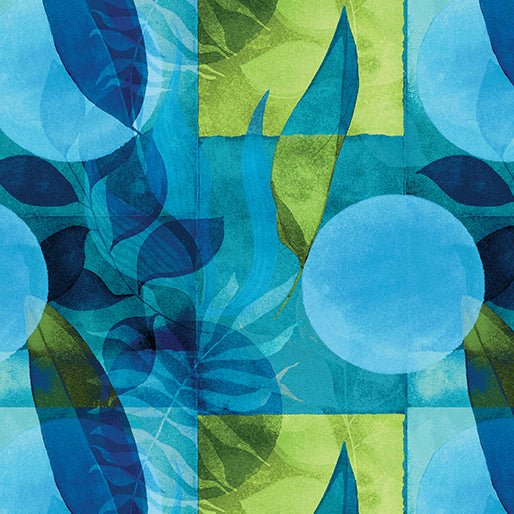 Leaves in Turquoise // Prismatics by Bernartex - (1/4 yard) - Emmaline Bags Inc.