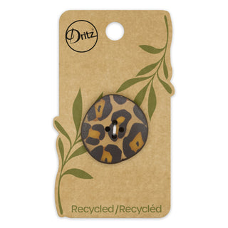 Leopard Print Leather Button - 4 Hole // 30 mm (1 per card) - Emmaline Bags Inc.