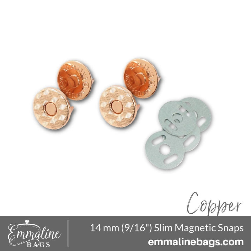 Magnetic Snap Closures: 9/16" (14 mm) SLIM in Copper (2 Pack) - Emmaline Bags Inc.