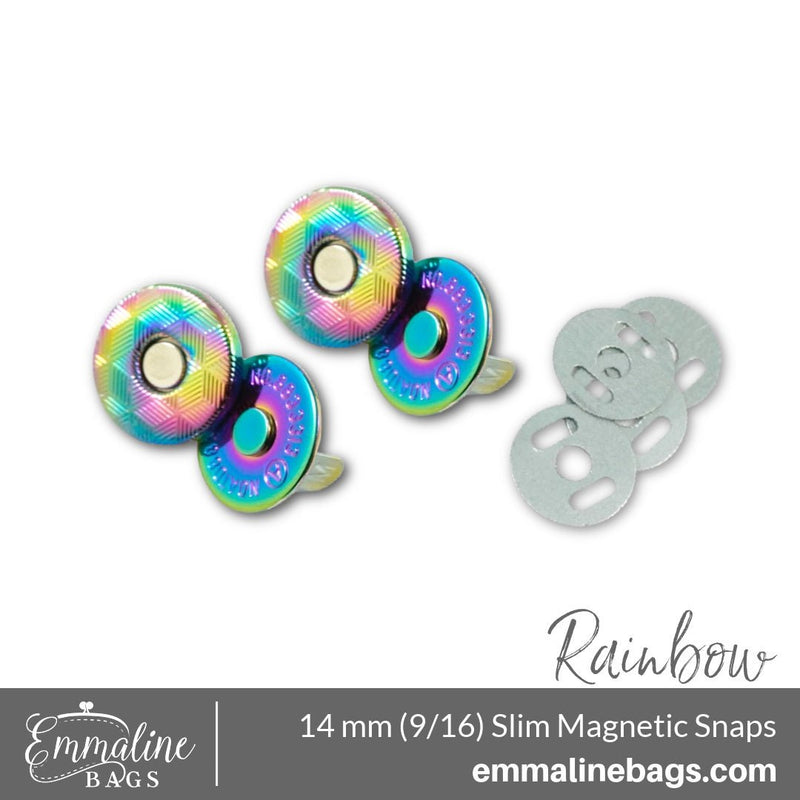 Magnetic Snap Closures: 9/16" (14 mm) SLIM in Iridescent Rainbow (2 Pack) - Emmaline Bags Inc.