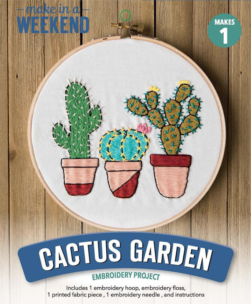 Make in a Weekend - Cactus Garden Embroidery Kit - Emmaline Bags Inc.