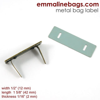 Metal Bag Label: "Handcrafted" with Border - Emmaline Bags Inc.