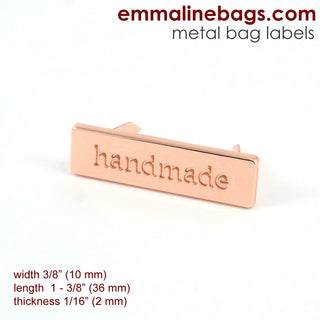 Metal Bag Label: "handmade" - Emmaline Bags Inc.