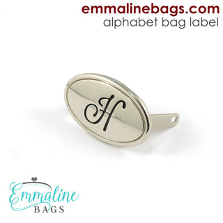 Metal Bag Label: Script Alphabet - Emmaline Bags Inc.